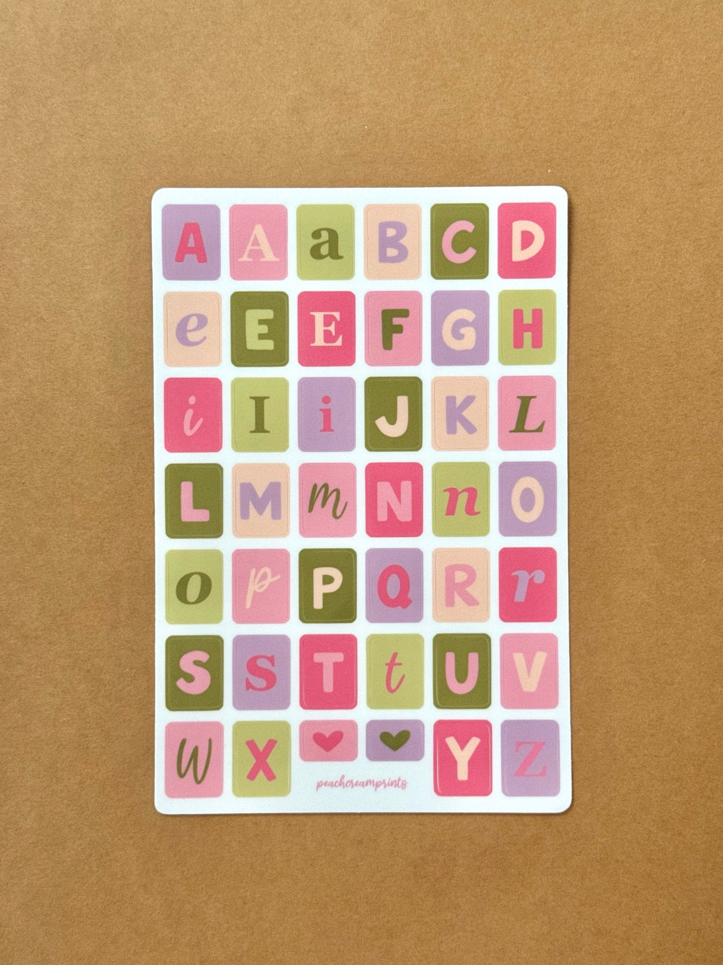 "TULIP FIELDS" ALPHABET LETTER STICKER SHEET