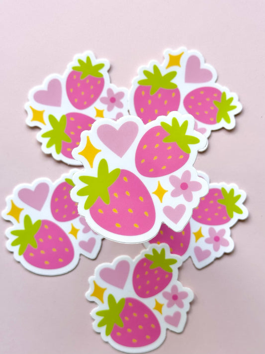 STRAWBERRY DOODLE VINYL STICKER