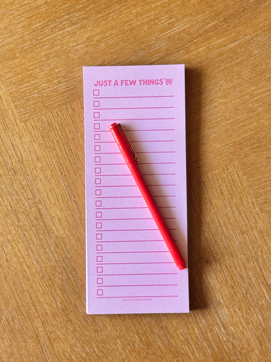 "JUST A FEW THINGS" PINK GROCERY LIST NOTEPAD