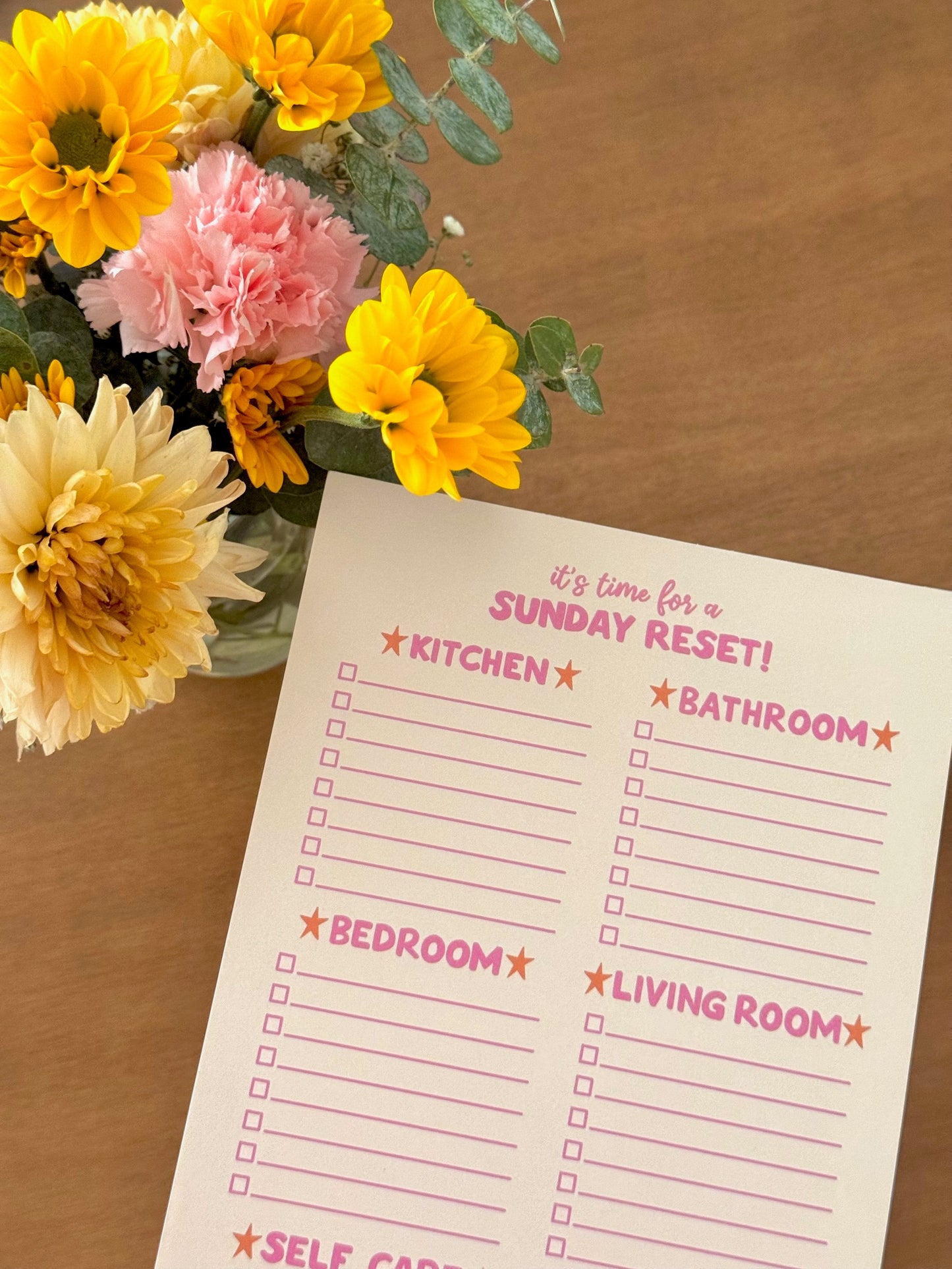 OOPSIE SUNDAY RESET CHECKLIST NOTEPAD