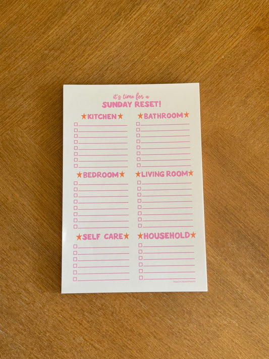 OOPSIE SUNDAY RESET CHECKLIST NOTEPAD
