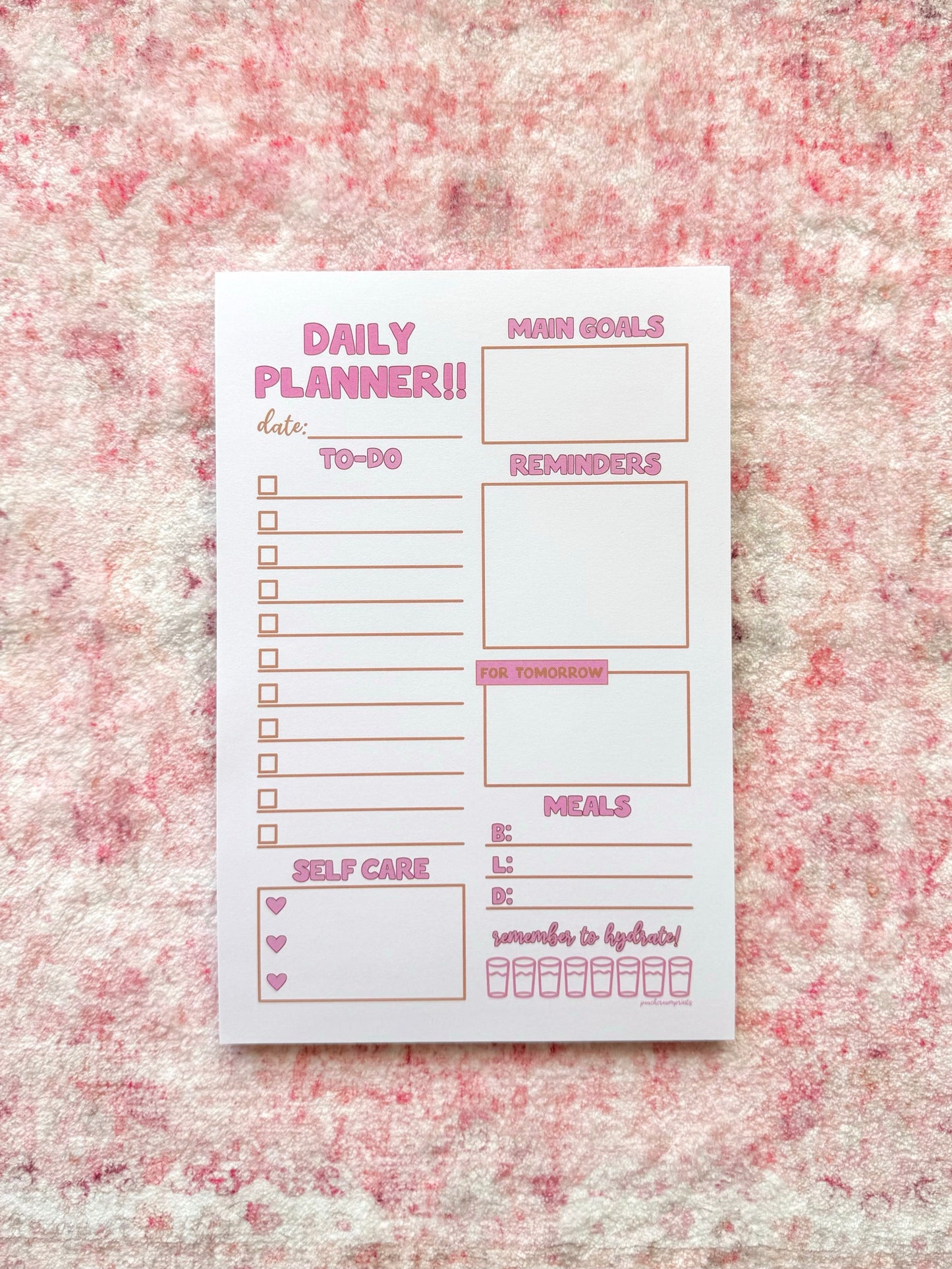 PINK MOCHA DAILY PLANNER NOTEPAD