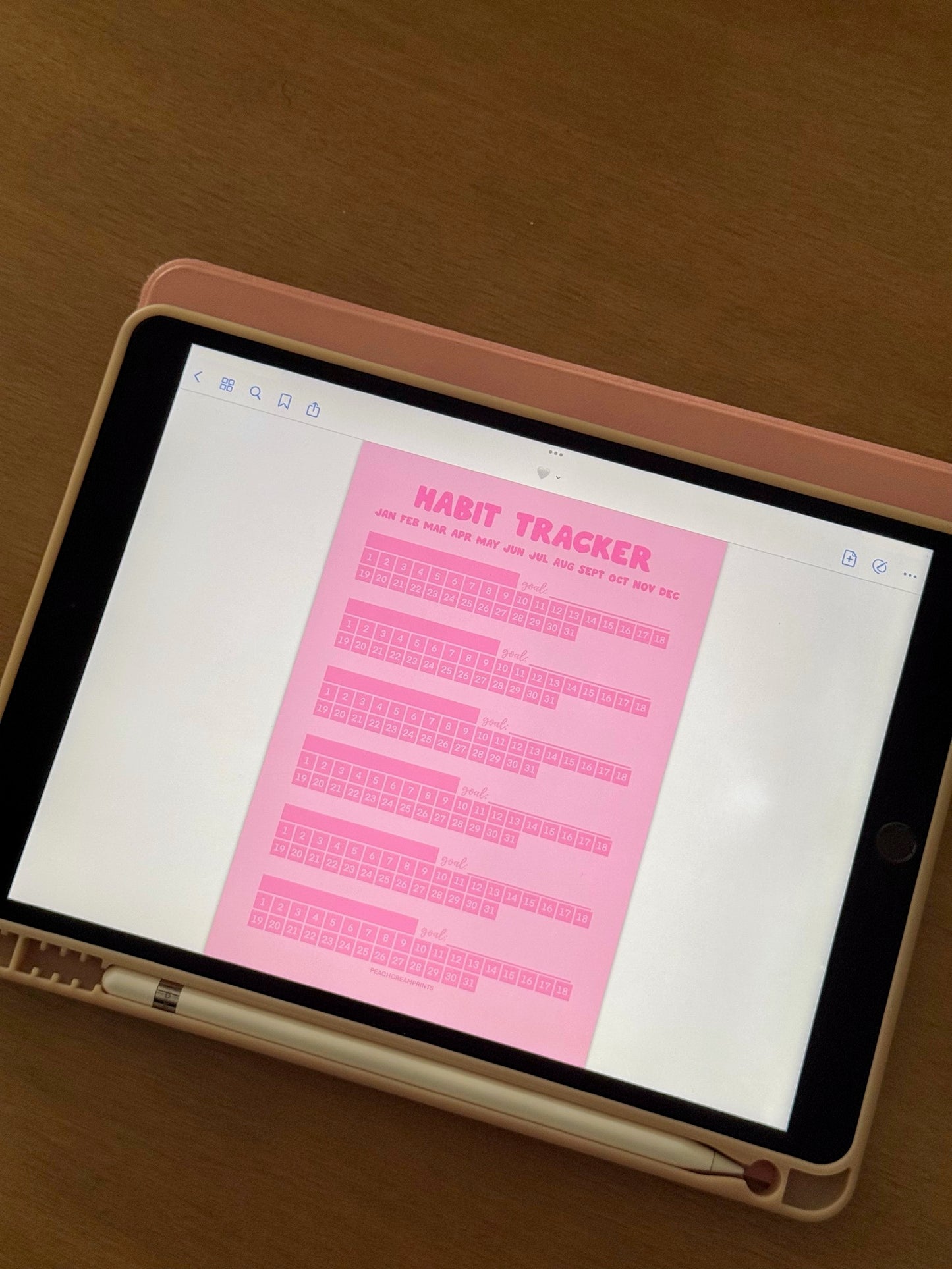 "PRETTY PINK" HABIT TRACKER DIGITAL NOTEPAD