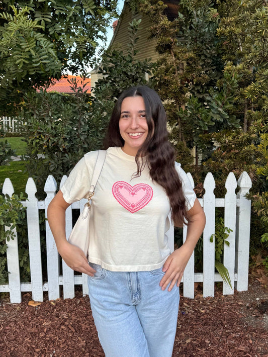 "LOVER GIRL" BOXY HEART TEE