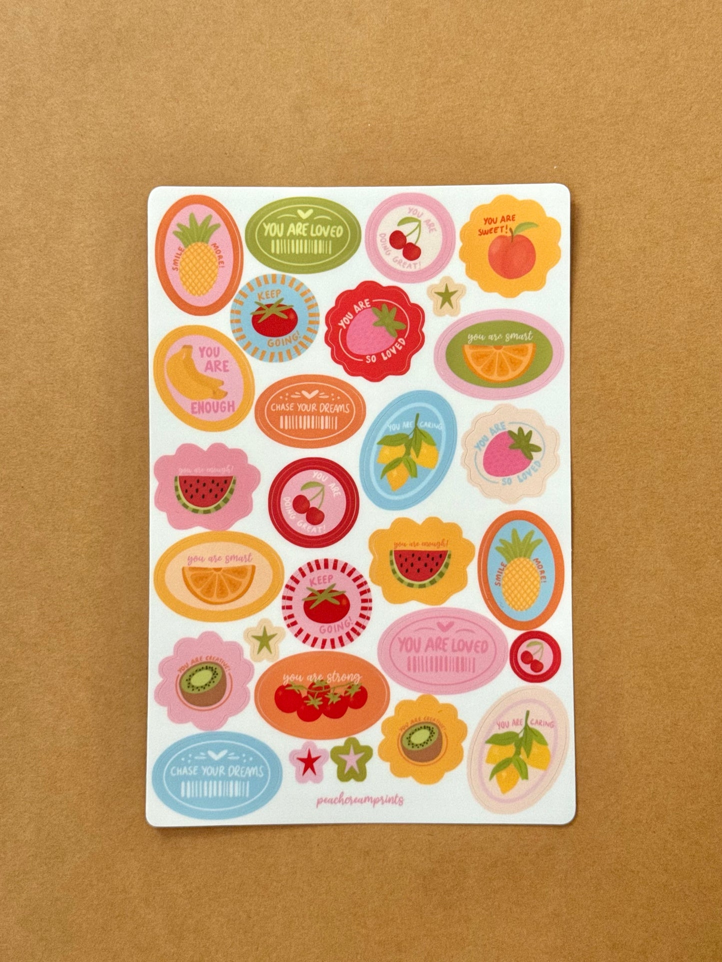 "FRUIT AFFIRMATIONS" STICKER SHEET