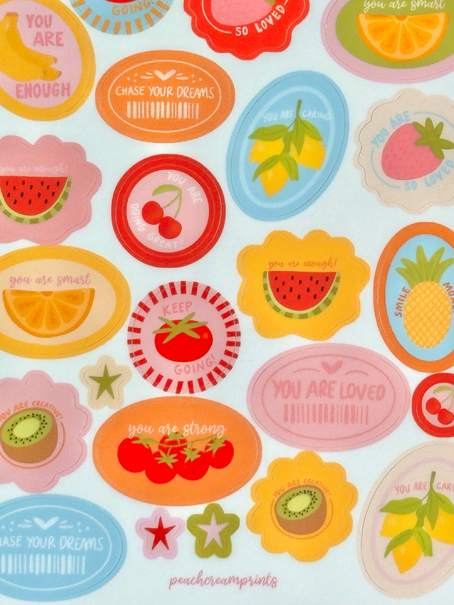 "FRUIT AFFIRMATIONS" STICKER SHEET
