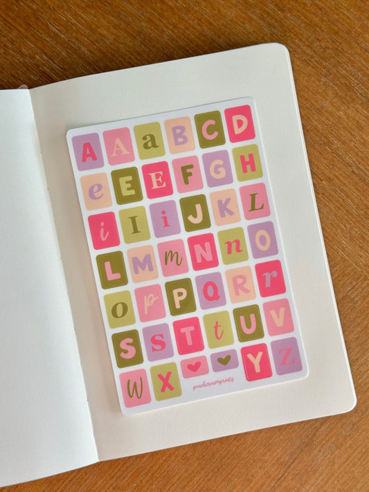 "TULIP FIELDS" ALPHABET LETTER STICKER SHEET