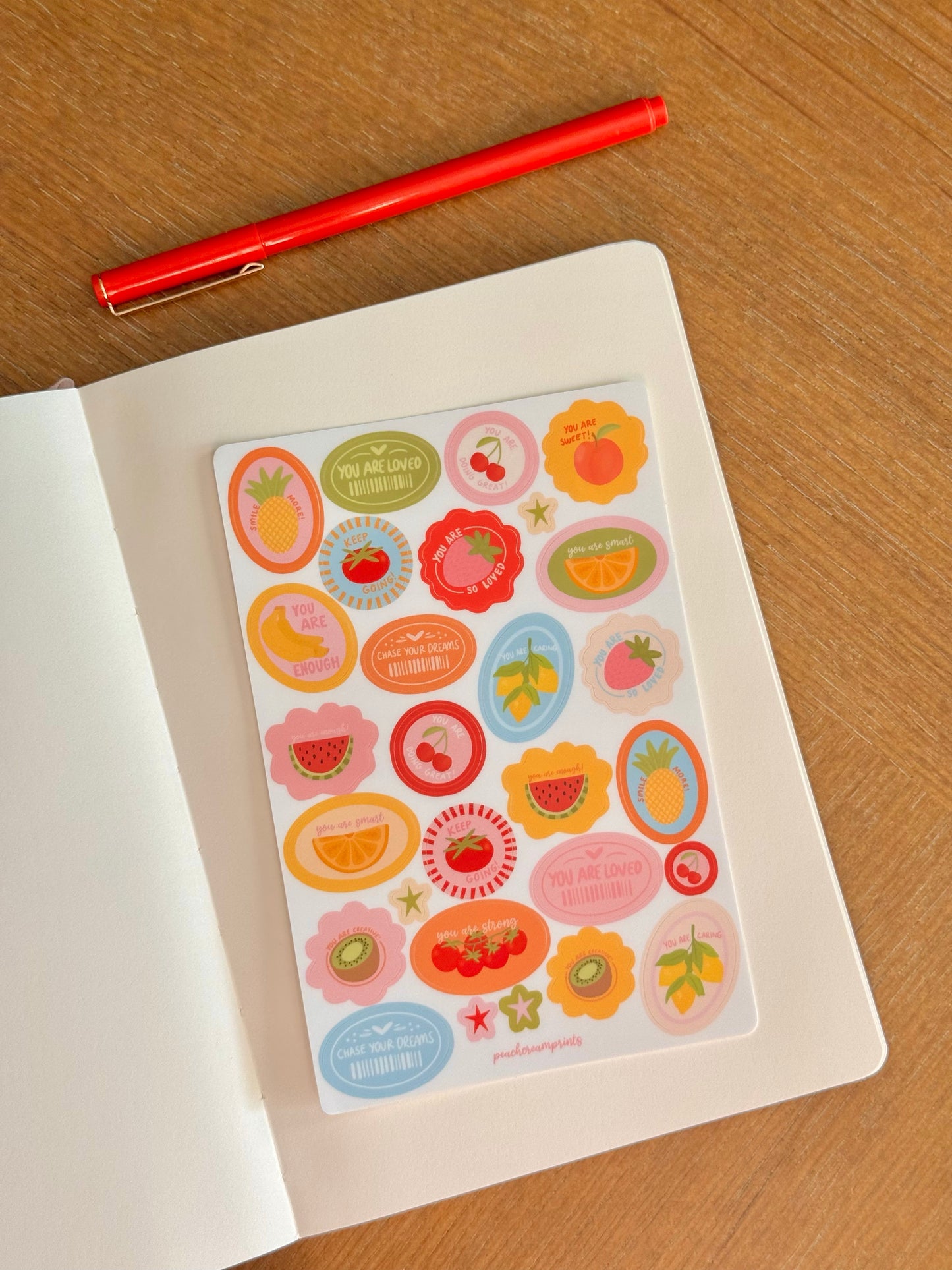"FRUIT AFFIRMATIONS" STICKER SHEET