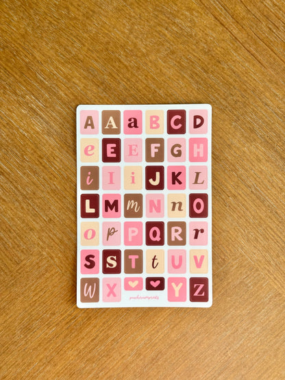 "CHERRY MOCHA" ALPHABET LETTER STICKER SHEET