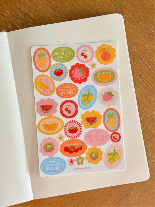 "FRUIT AFFIRMATIONS" STICKER SHEET