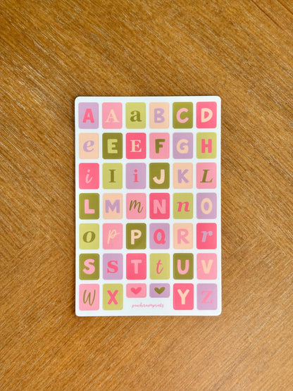 "TULIP FIELDS" ALPHABET LETTER STICKER SHEET