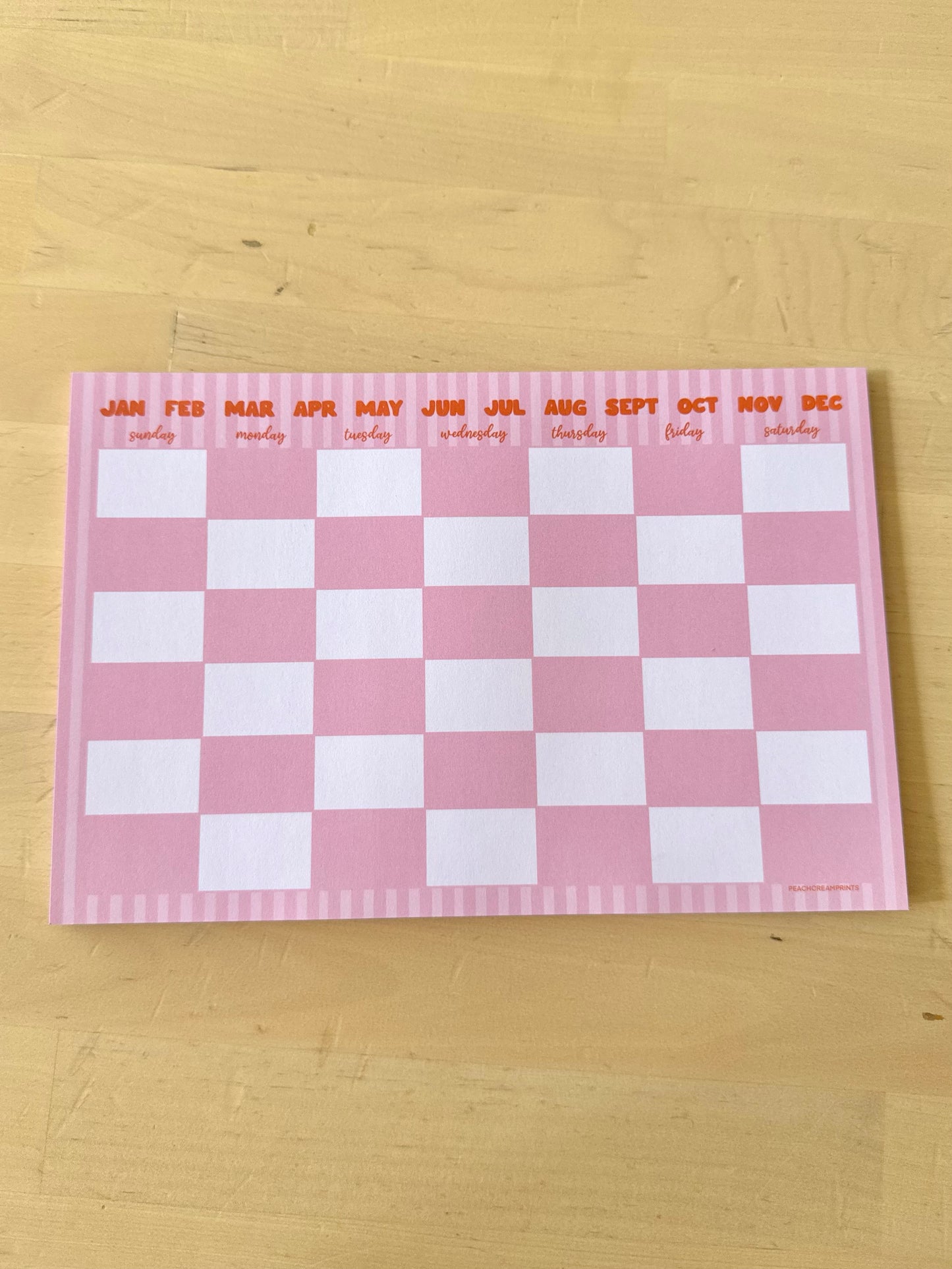 PEACHY MONTHLY CALENDAR NOTEPAD