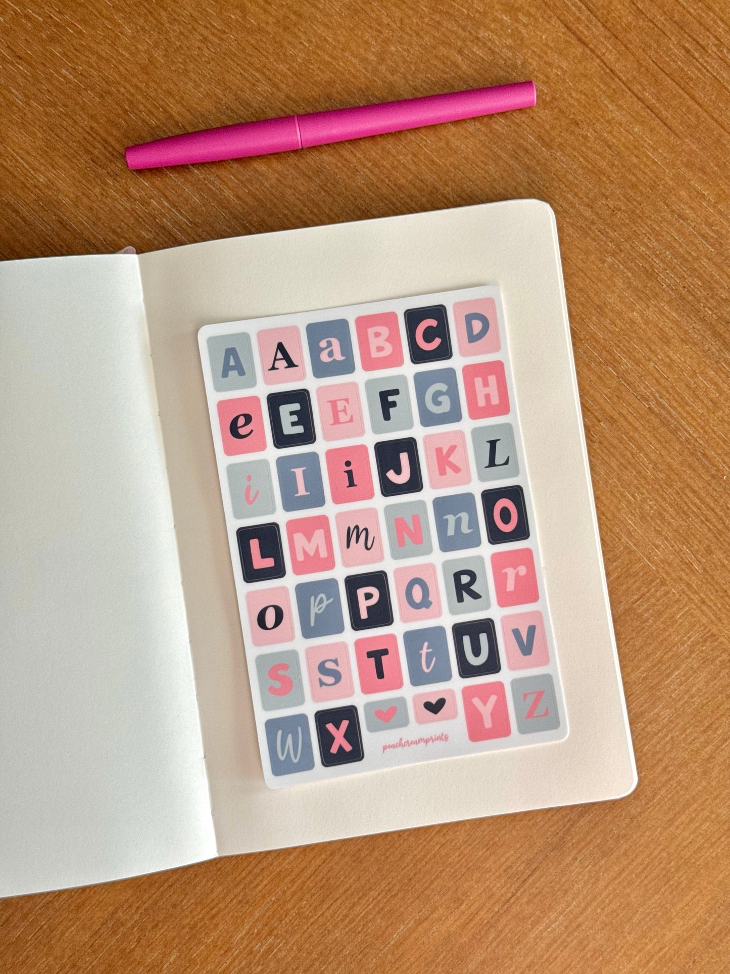 "WINTER SKIES" ALPHABET LETTER STICKER SHEET