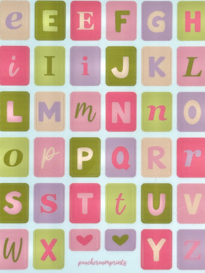 "TULIP FIELDS" ALPHABET LETTER STICKER SHEET