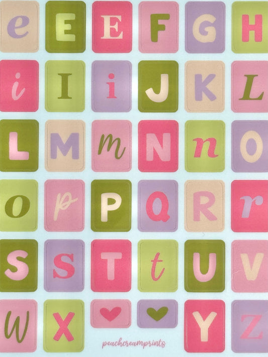 "TULIP FIELDS" ALPHABET LETTER STICKER SHEET