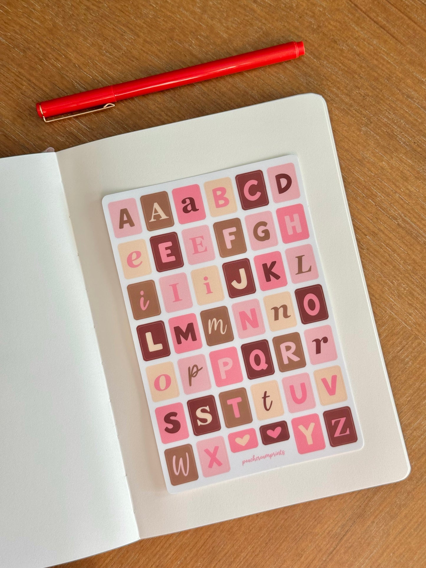 "CHERRY MOCHA" ALPHABET LETTER STICKER SHEET