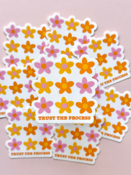 "TRUST THE PROCESS" FLOWER VINYL STICKER