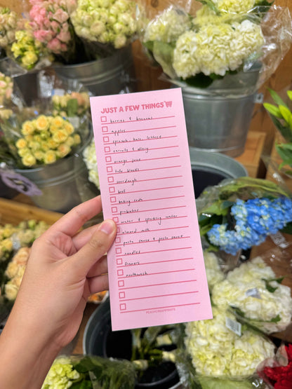 "JUST A FEW THINGS" PINK GROCERY LIST NOTEPAD