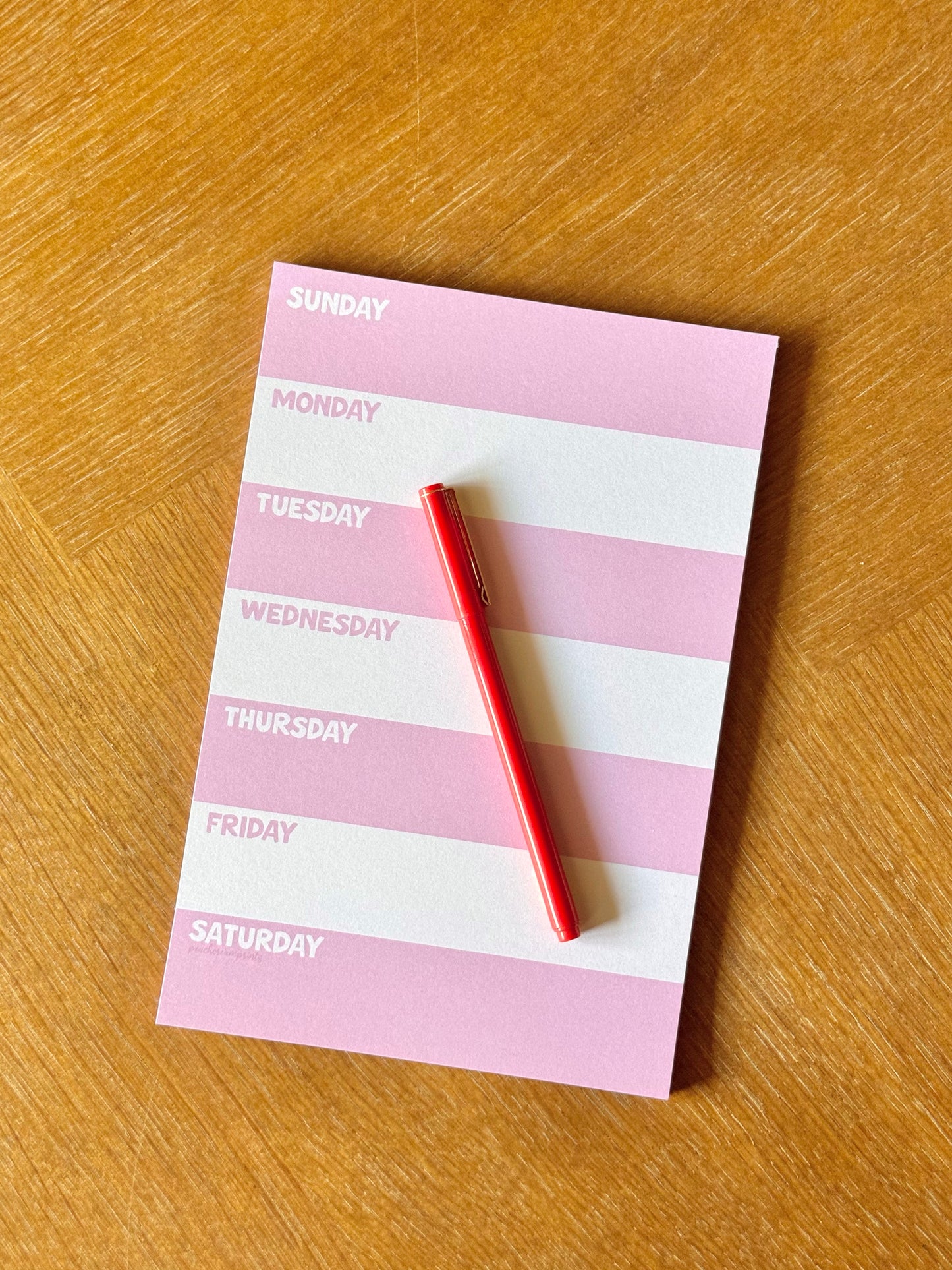 STRAWBERRY VANILLA STRIPED WEEKLY PLANNER NOTEPAD