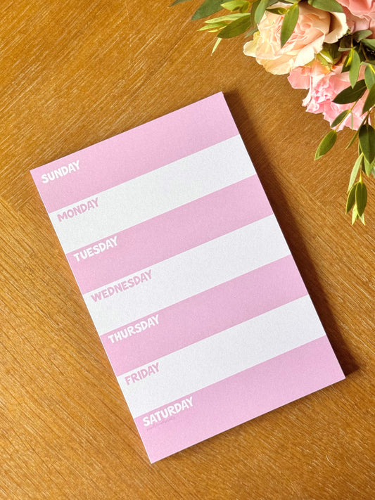 STRAWBERRY VANILLA STRIPED WEEKLY PLANNER NOTEPAD