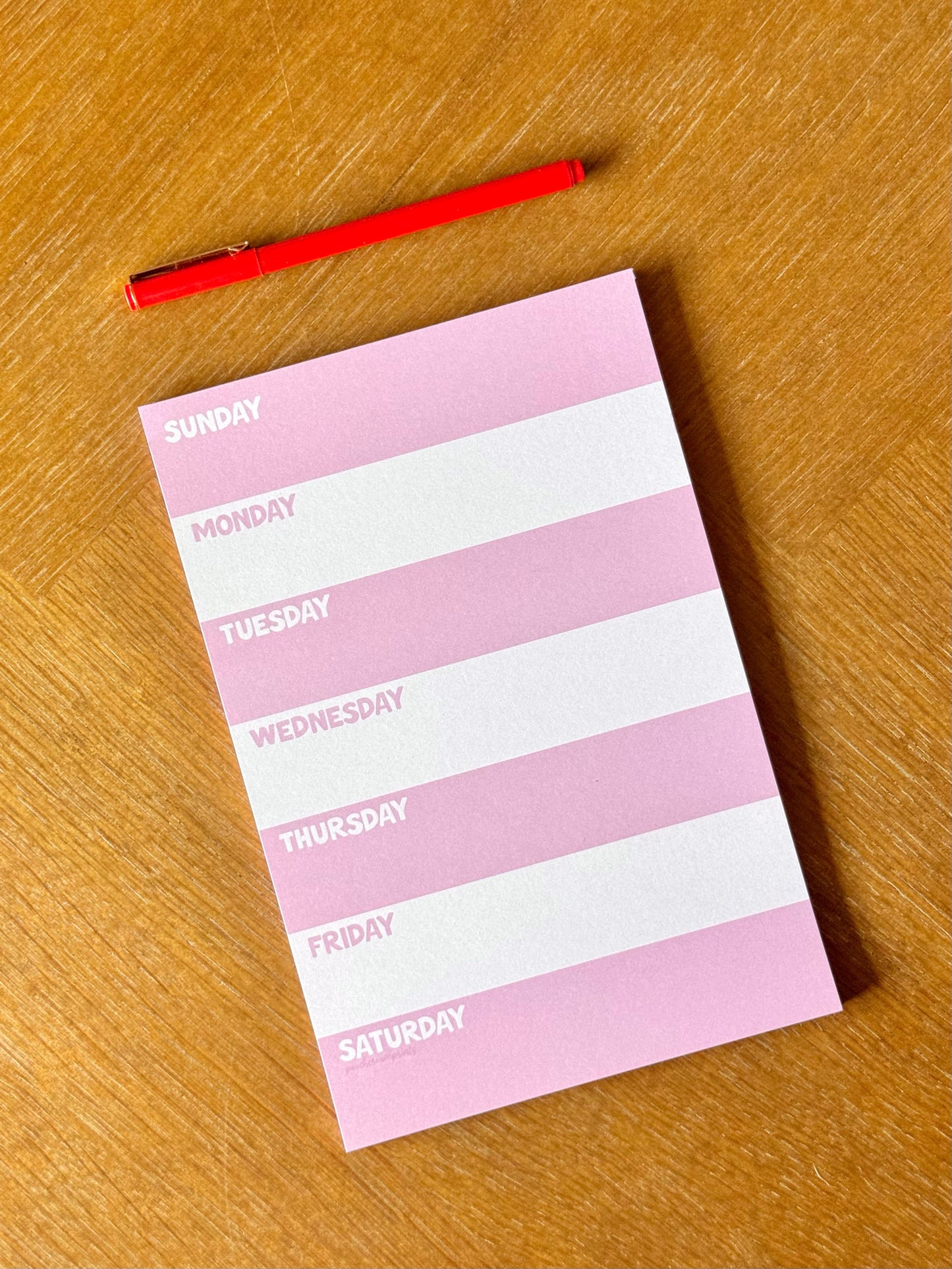 STRAWBERRY VANILLA STRIPED WEEKLY PLANNER NOTEPAD