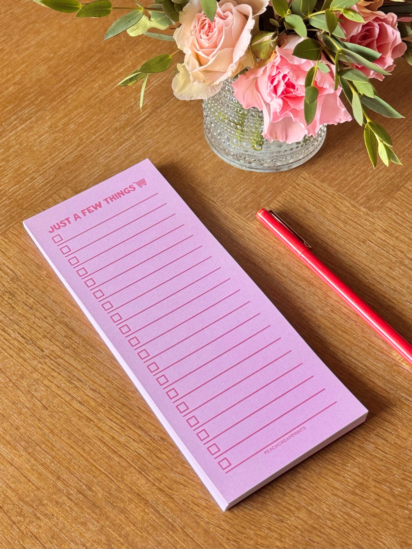 "JUST A FEW THINGS" PINK GROCERY LIST NOTEPAD
