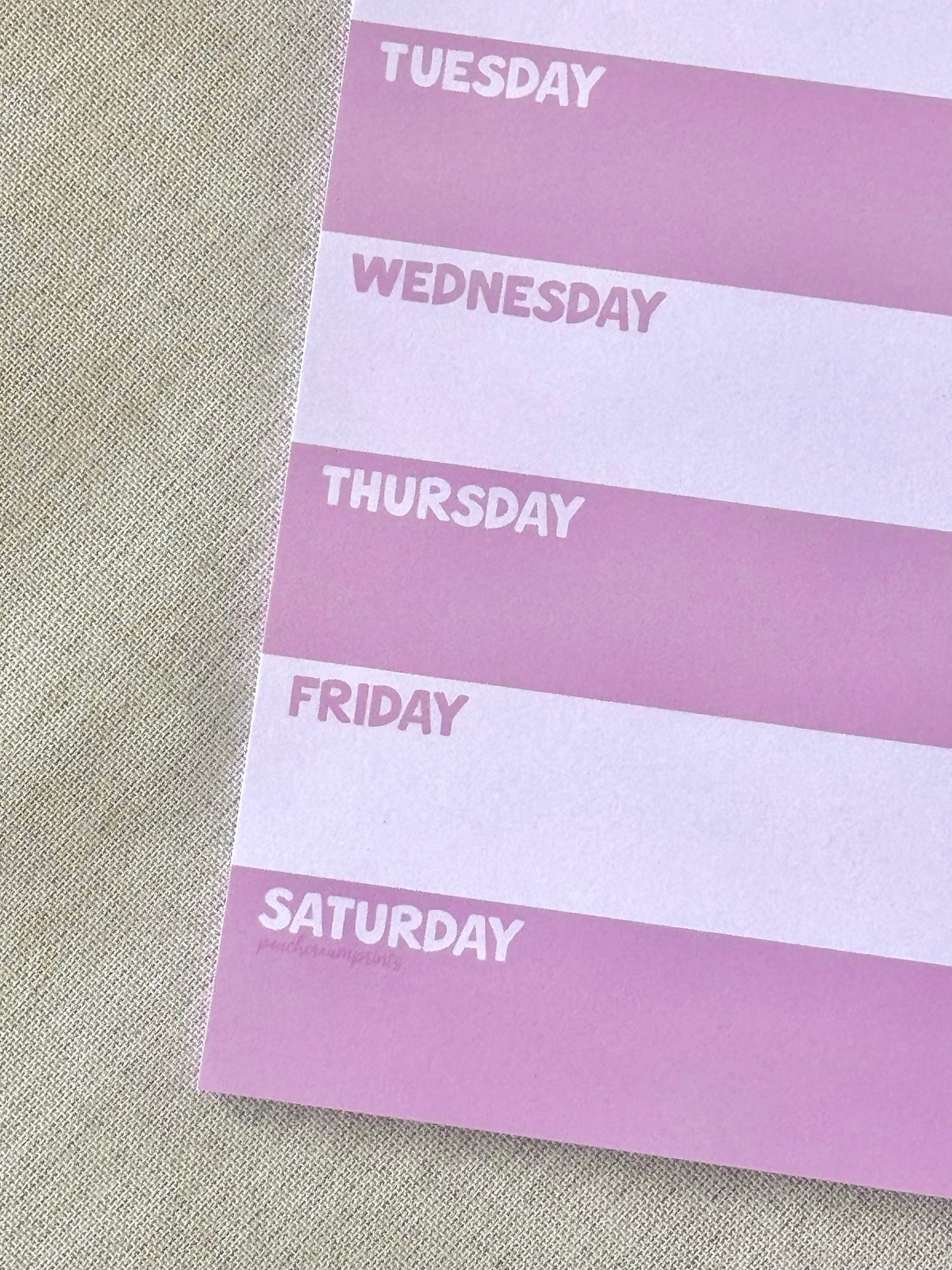STRAWBERRY VANILLA STRIPED WEEKLY PLANNER NOTEPAD