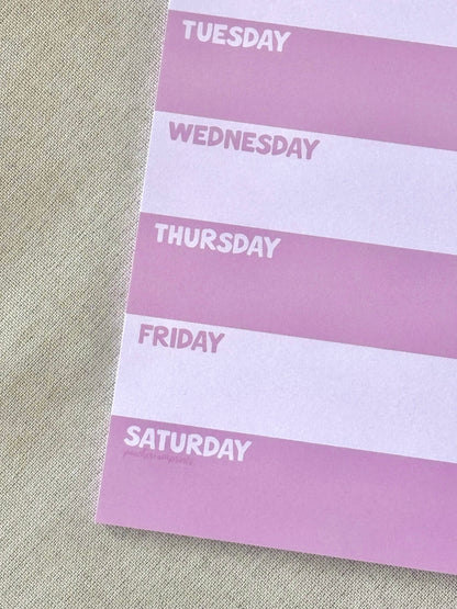 STRAWBERRY VANILLA STRIPED WEEKLY PLANNER NOTEPAD