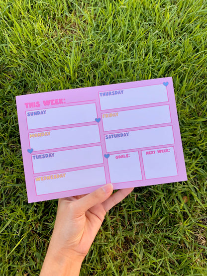 PINK WEEKLY PLANNER NOTEPAD