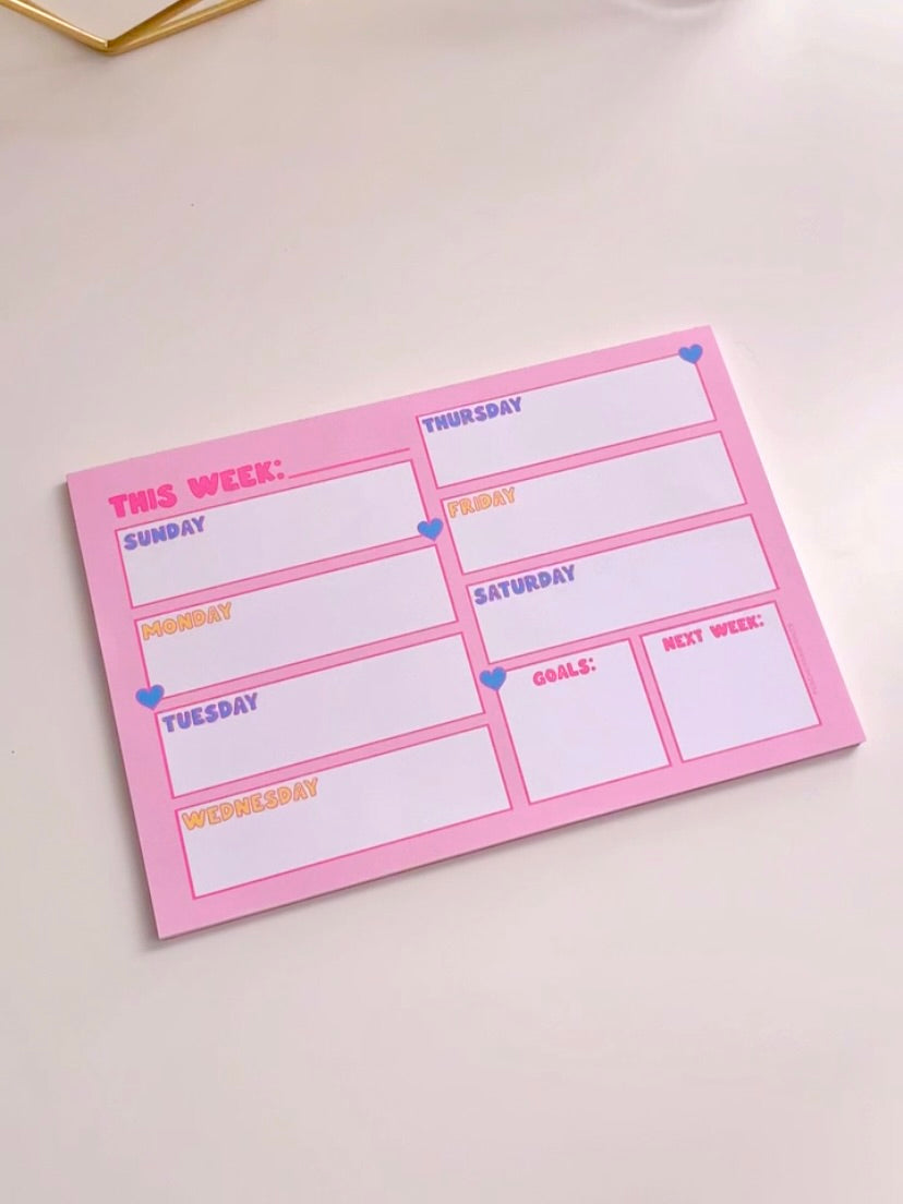 PINK WEEKLY PLANNER NOTEPAD