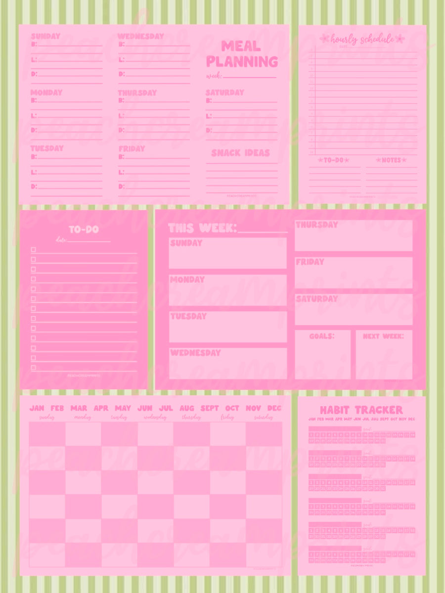 "PRETTY PINK" DIGITAL NOTEPAD TEMPLATE BUNDLE