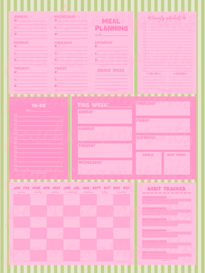 "PRETTY PINK" DIGITAL NOTEPAD TEMPLATE BUNDLE