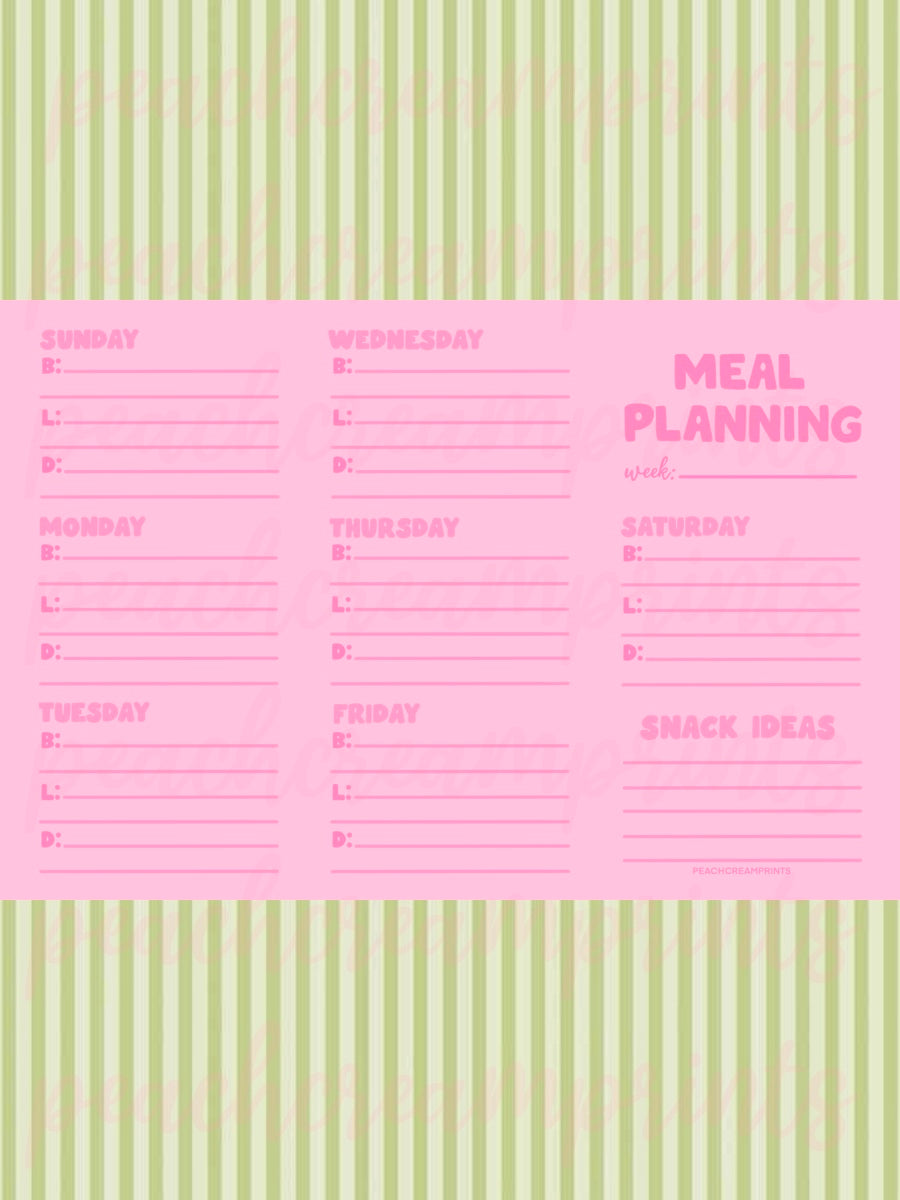 "PRETTY PINK" MEAL PLANNER DIGITAL NOTEPAD