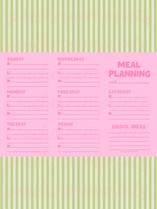 "PRETTY PINK" MEAL PLANNER DIGITAL NOTEPAD