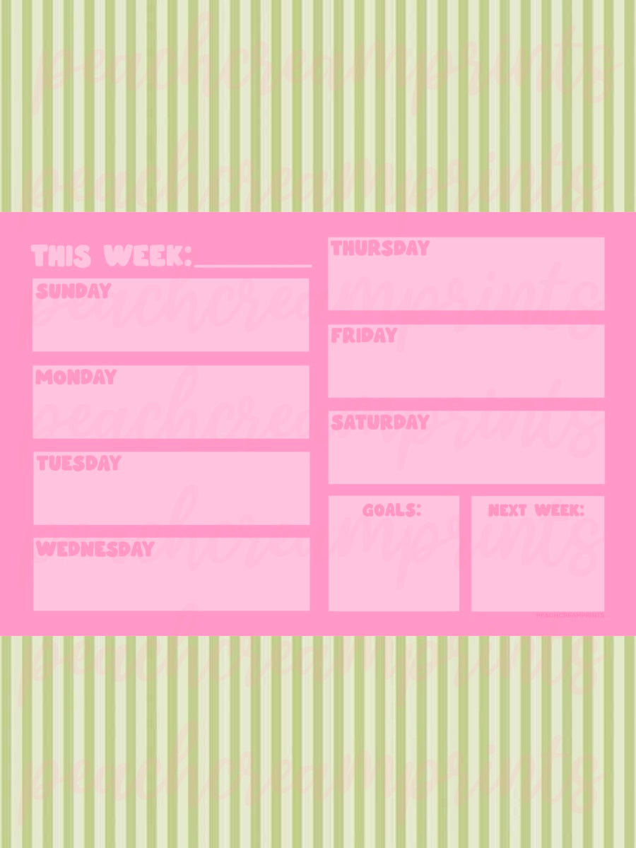 "PRETTY PINK" WEEKLY PLANNER DIGITAL NOTEPAD