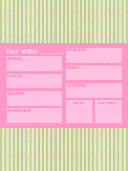 "PRETTY PINK" WEEKLY PLANNER DIGITAL NOTEPAD