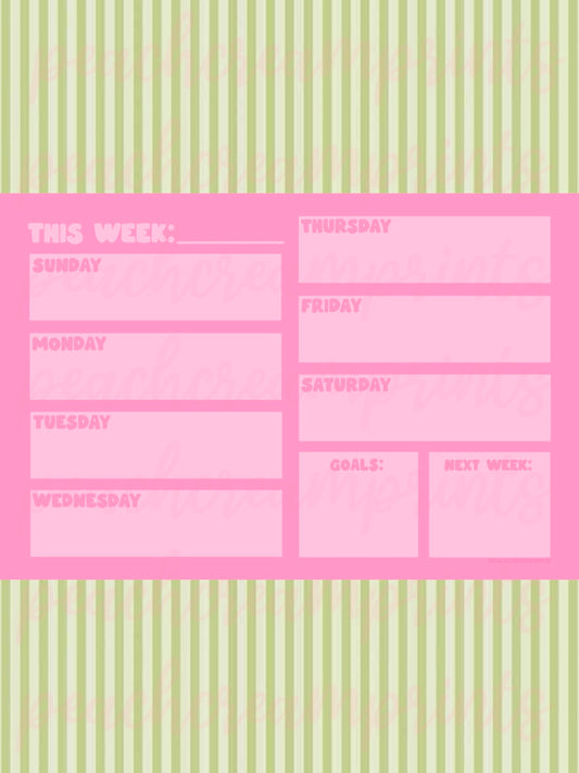 "PRETTY PINK" WEEKLY PLANNER DIGITAL NOTEPAD