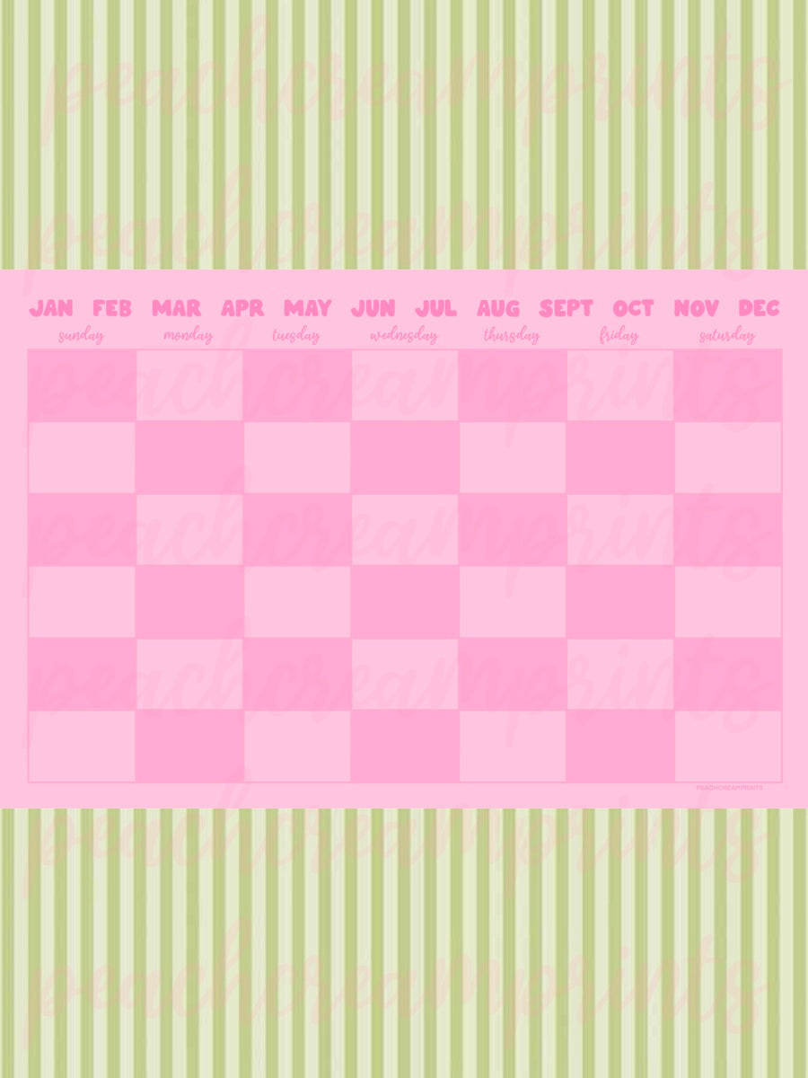 "PRETTY PINK" MONTHLY CALENDAR DIGITAL NOTEPAD