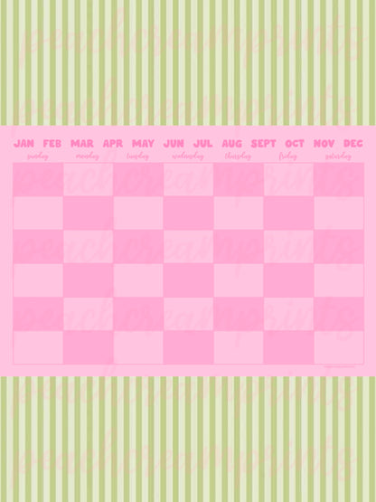 "PRETTY PINK" MONTHLY CALENDAR DIGITAL NOTEPAD