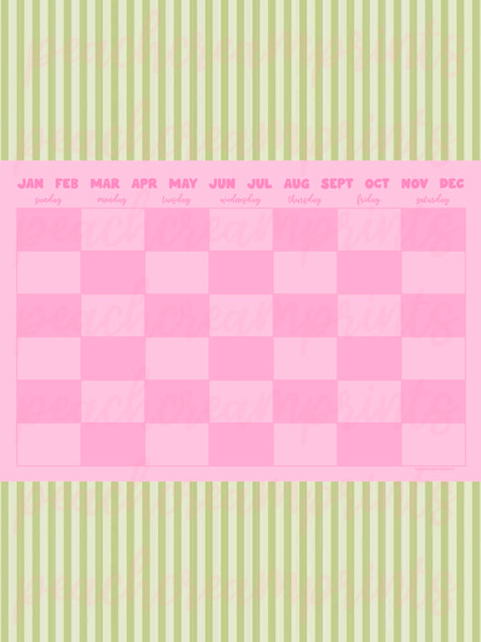 "PRETTY PINK" MONTHLY CALENDAR DIGITAL NOTEPAD