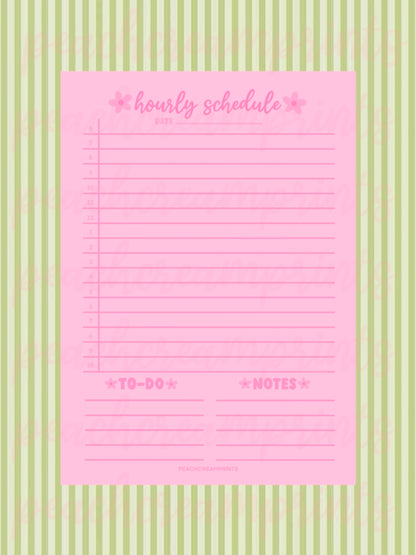 "PRETTY PINK" HOURLY SCHEDULE DIGITAL NOTEPAD