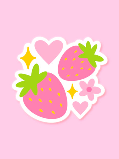 STRAWBERRY DOODLE VINYL STICKER