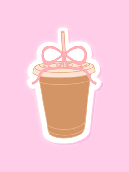 BOW ON ICED COFFEE VINYL STICKER