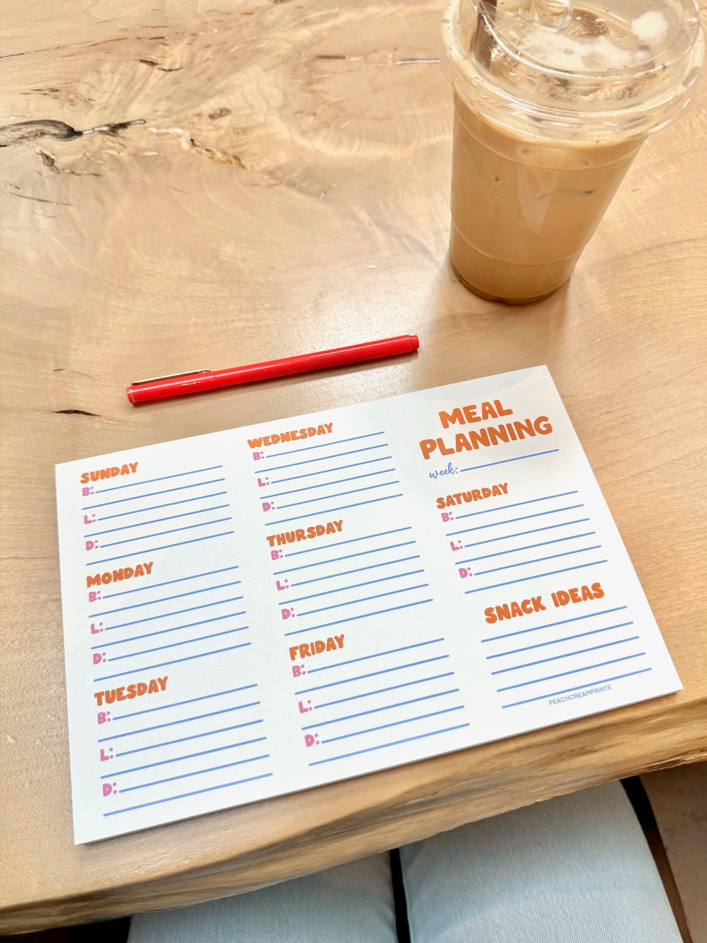 OOPSIE ORANGE POP MEAL PLANNER NOTEPAD