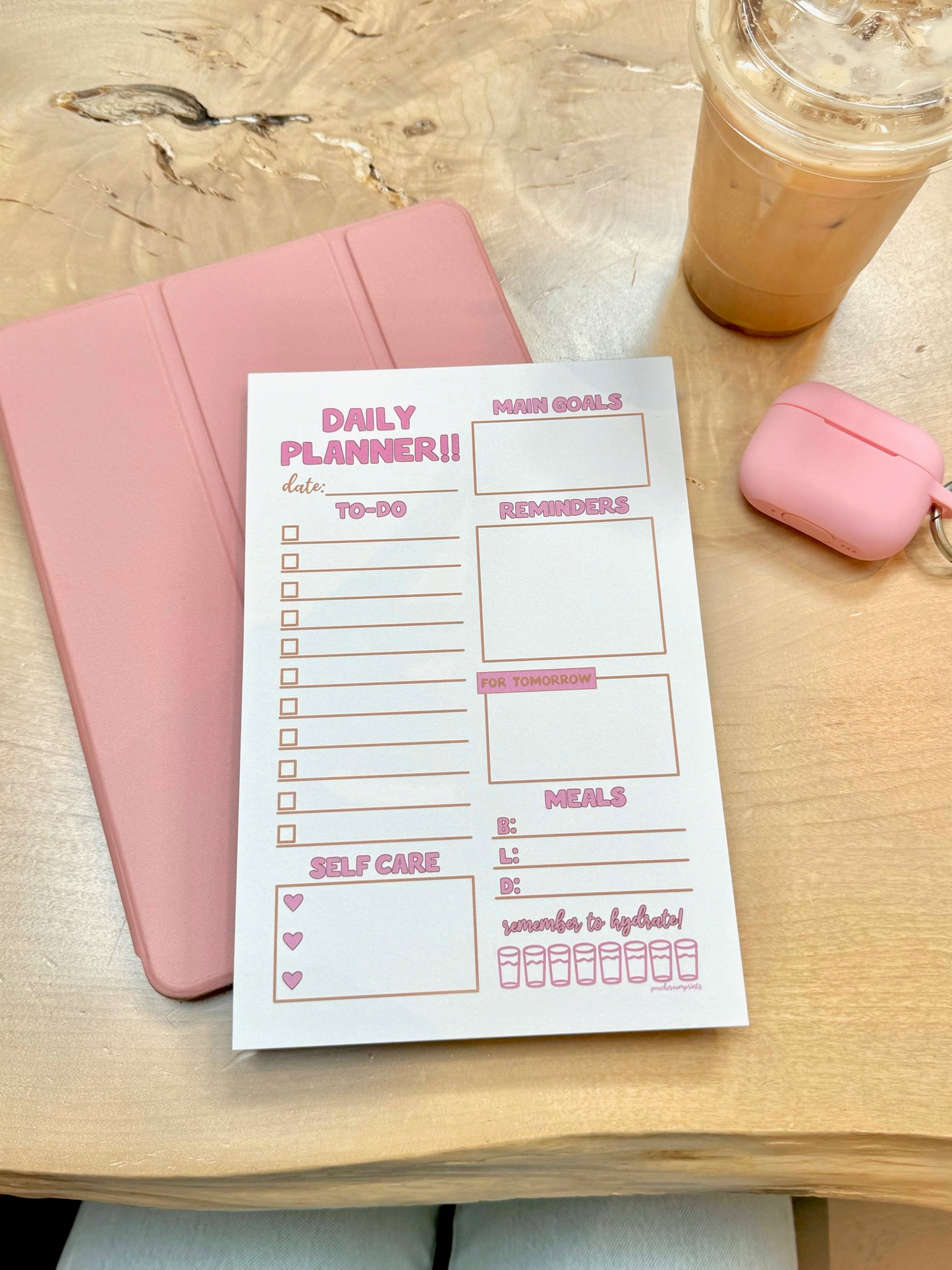 PINK MOCHA DAILY PLANNER NOTEPAD