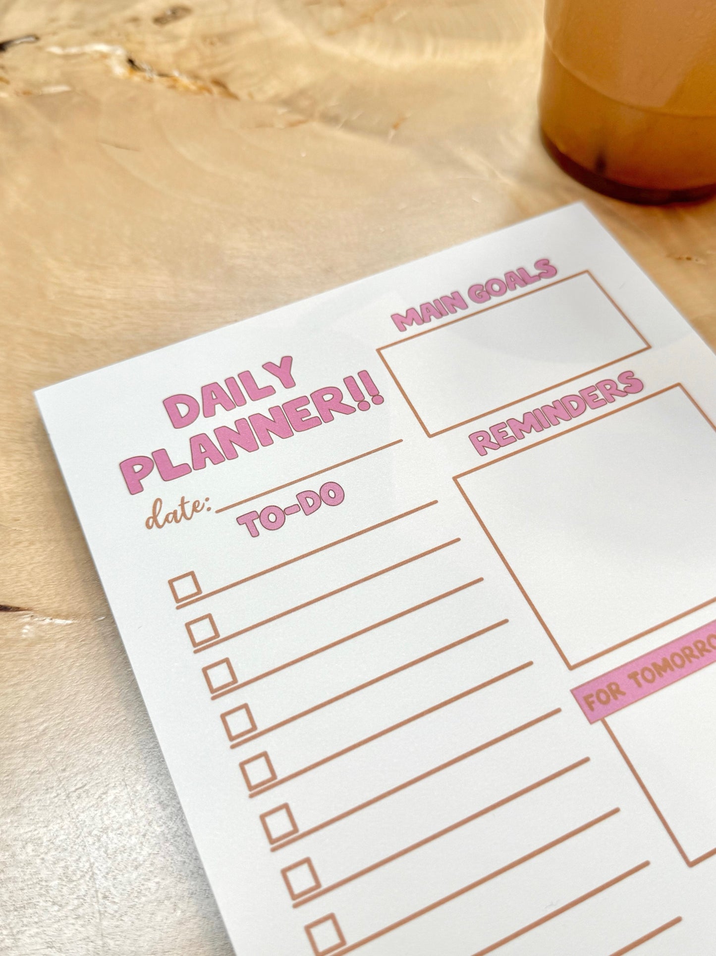 PINK MOCHA DAILY PLANNER NOTEPAD