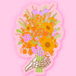 SKELE HAND HOLDING FLOWER BOUQUET VINYL STICKER