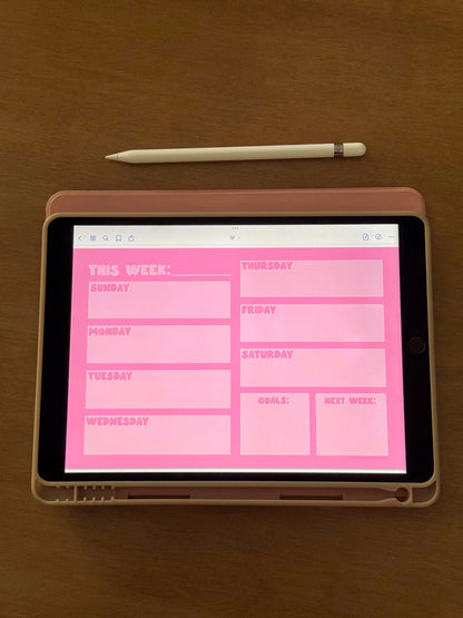 "PRETTY PINK" WEEKLY PLANNER DIGITAL NOTEPAD