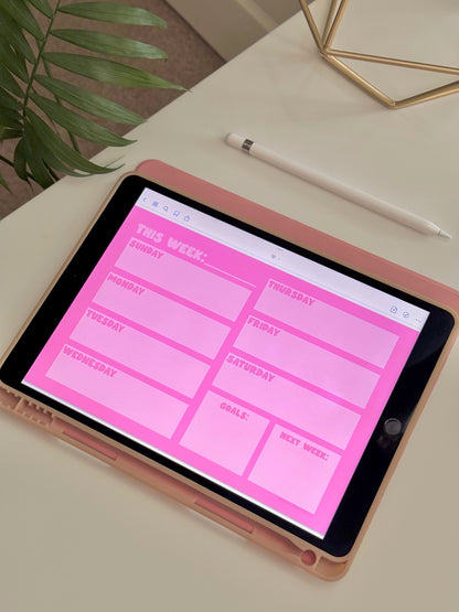 "PRETTY PINK" WEEKLY PLANNER DIGITAL NOTEPAD