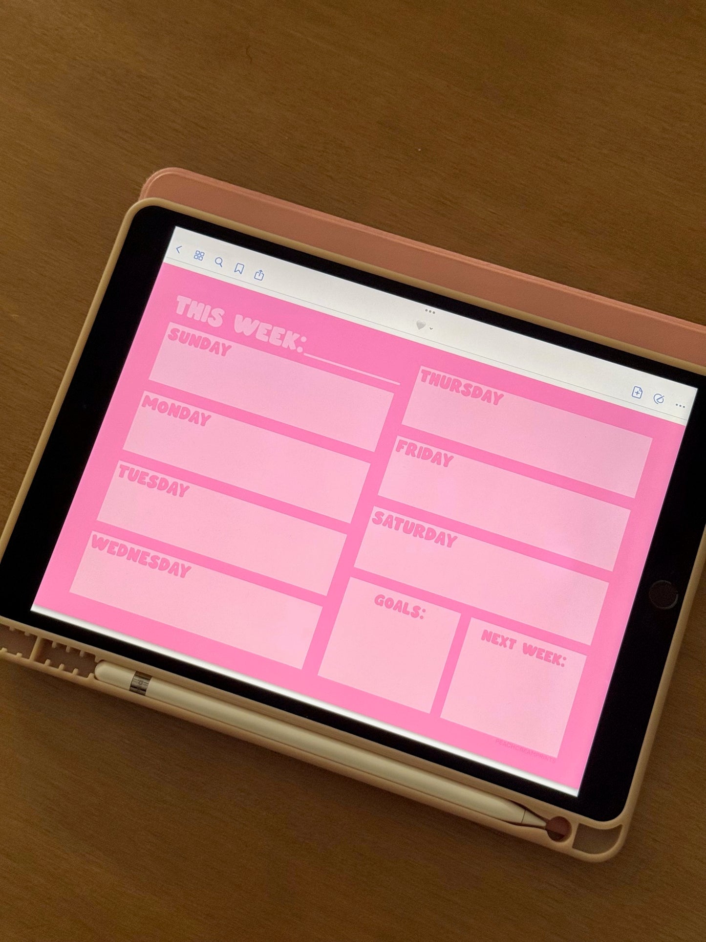 "PRETTY PINK" WEEKLY PLANNER DIGITAL NOTEPAD